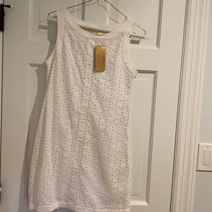 White shift dress
